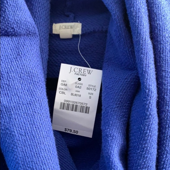 NWT J. Crew Factory Blue Cowl Neck SS Sweatshirt - Picture 3 of 6